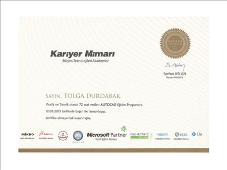 Kariyer Mimari AutoCad Belgesi Tolga Durdabak